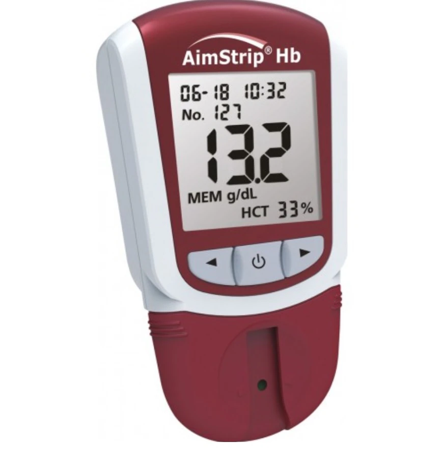 AimStrip Hemoglobin Meter, CLIA Waived, with Bead Optical Verifiers, Carrying Case, and 4 Batteries