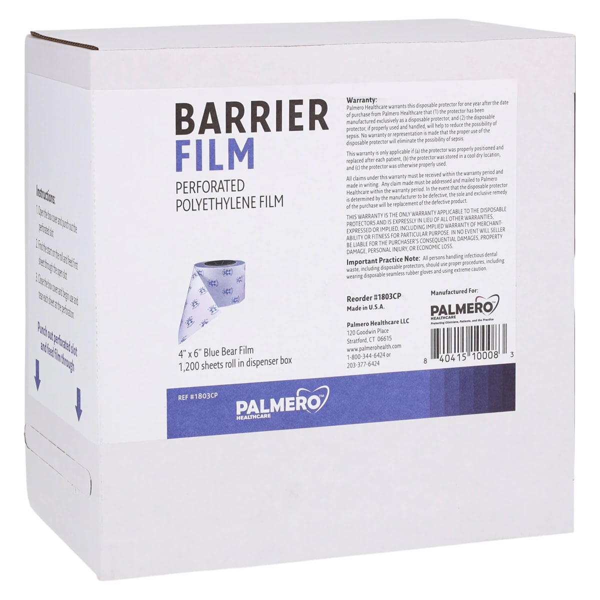 Palmero Protex Barrier Film, 4" x 6", Teddy Bear Print, 1200 Sheets/Roll, #1803CP