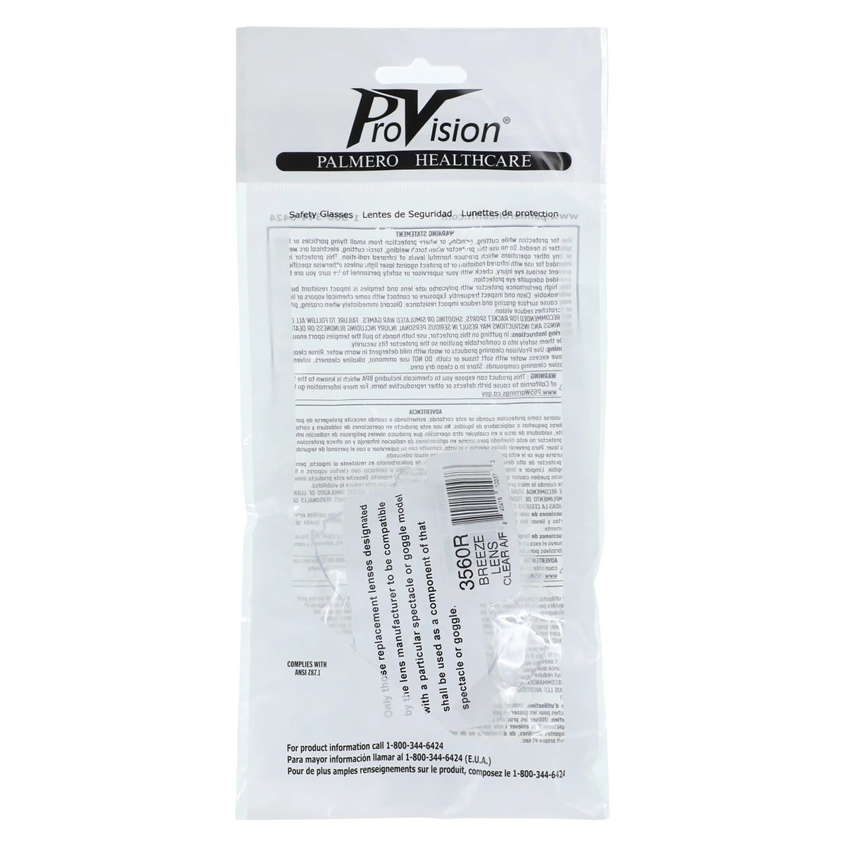 Palmero ProVision See-Breez Replacement Lens, Clear, 1 Pair, 3560R