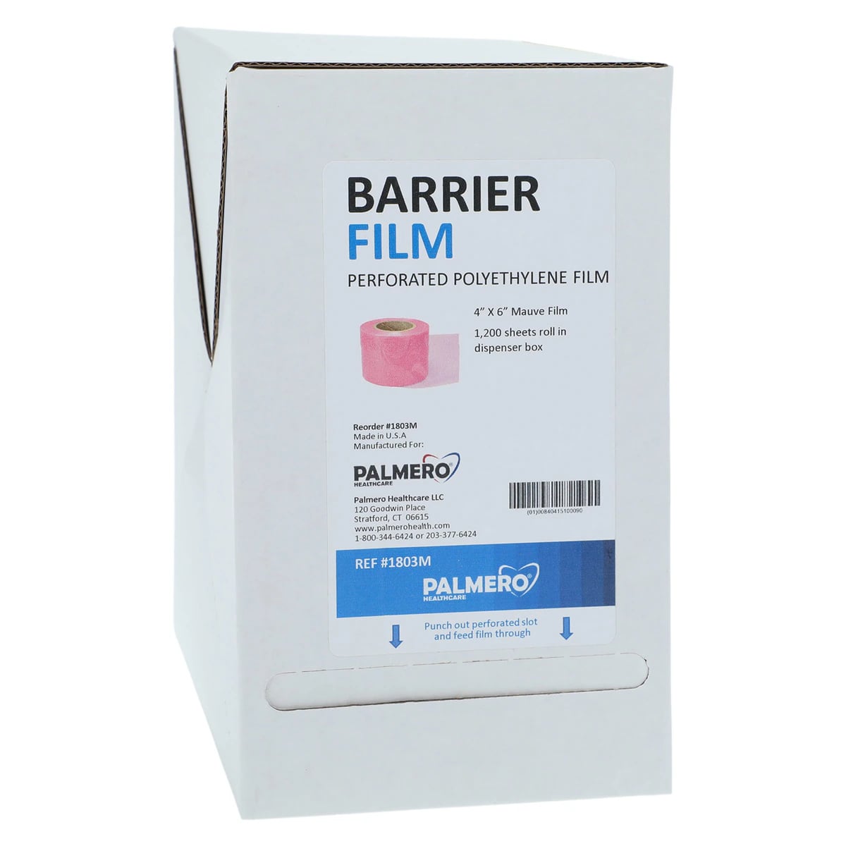 Palmero ProTex Barrier Film, 4" x 6", Mauve, 1200 Sheets/Roll, Dispenser Box, 1803M
