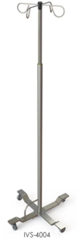 Mac Medical IV Stand, 4-Leg, 4-Hook, Stainless Steel