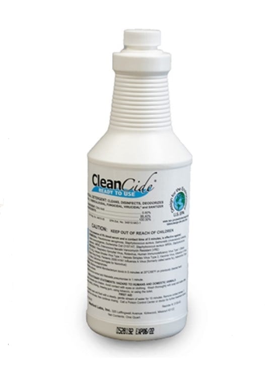 Cleancide Surface Liquid Disinfectant, 1 Quart Bottle, 12/Case