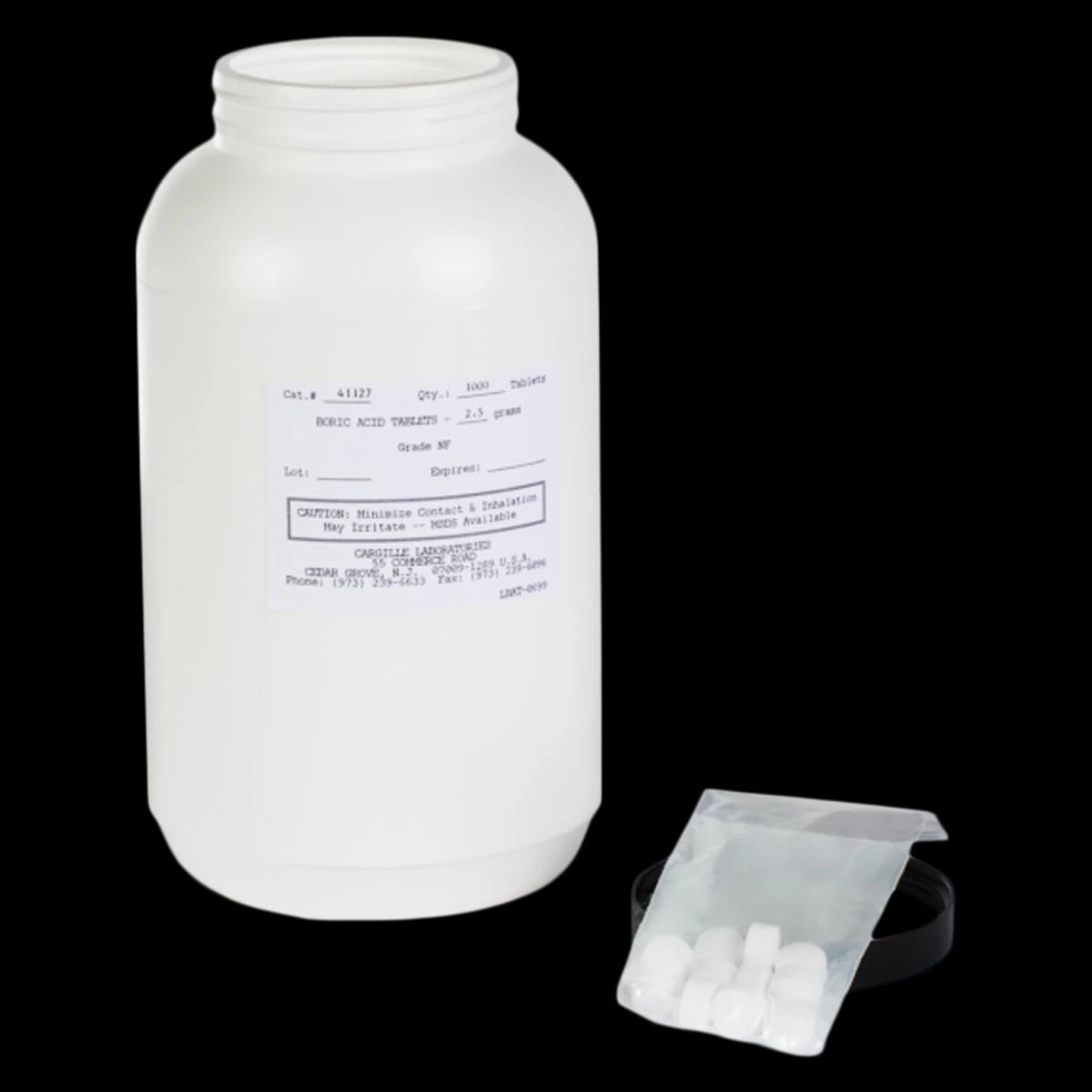 Cargille Laboratories Boric Acid Tablets, 2.5 g, 1000/Bottle