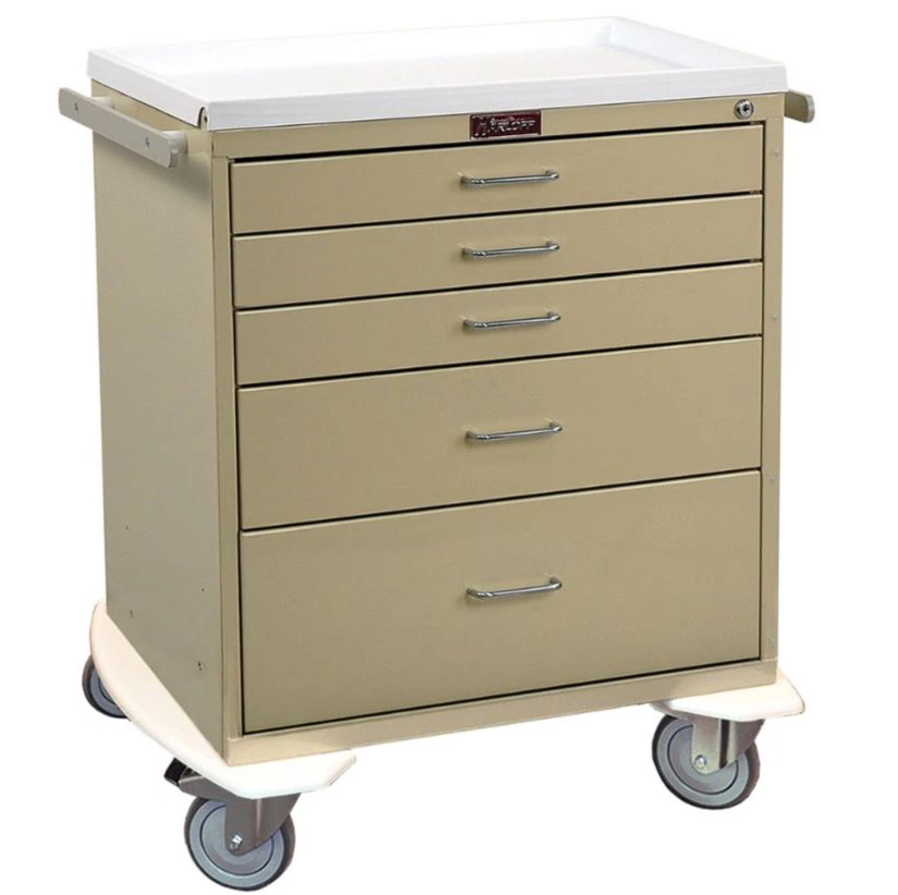 Harloff Workstation Cart, 5 Drawer, Key Lock, 36.5x32x22"