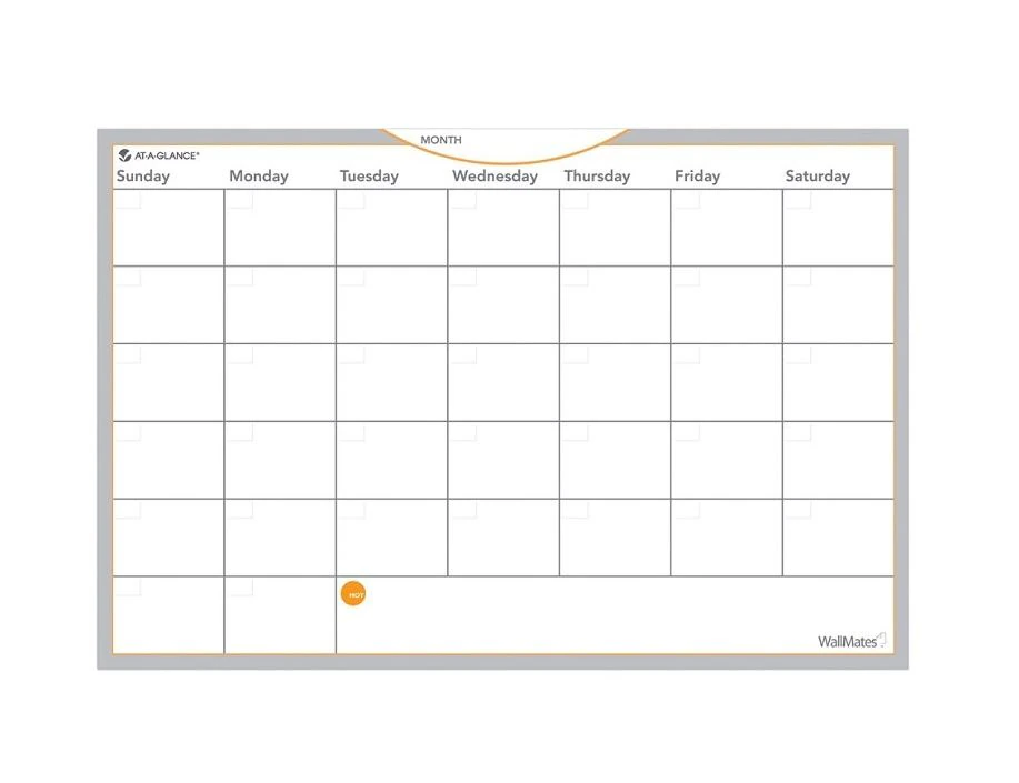 At-A-Glance WallMates Dry-Erase Undated Calendar, 12" x 18", Each