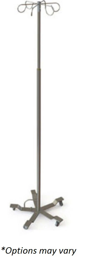 Mac Medical IV Stand, Four Hook Design, Adjustable Height 68-108"
