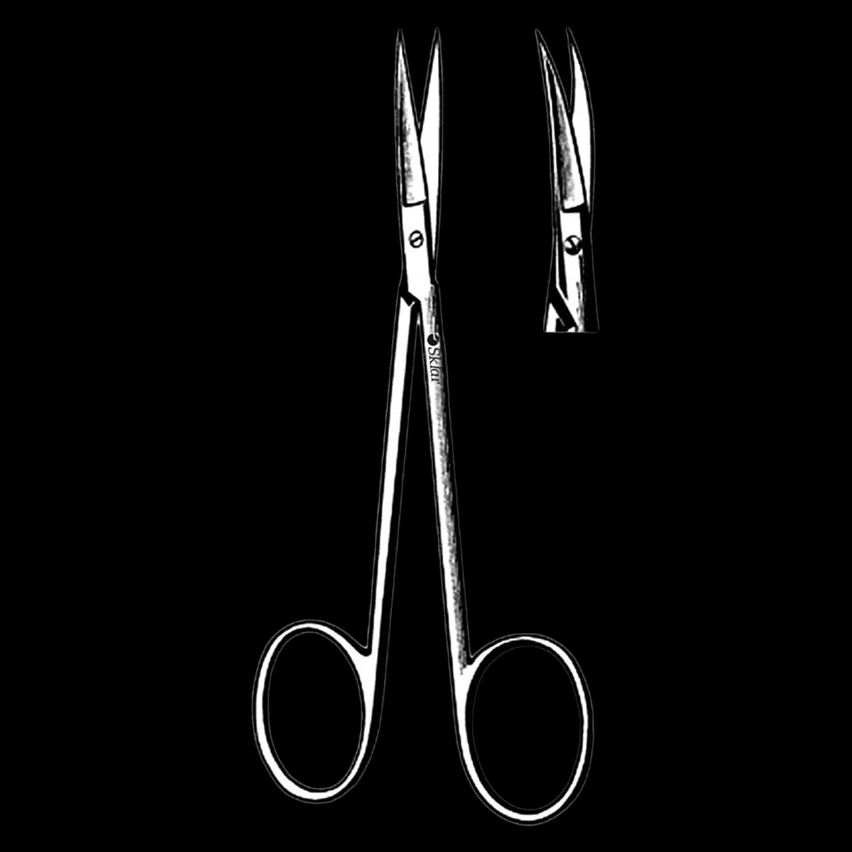 Sklar Instruments Iris Scissors, Curved, 4-1/2" Stainless Steel, Non-Sterile, Reusable, Each