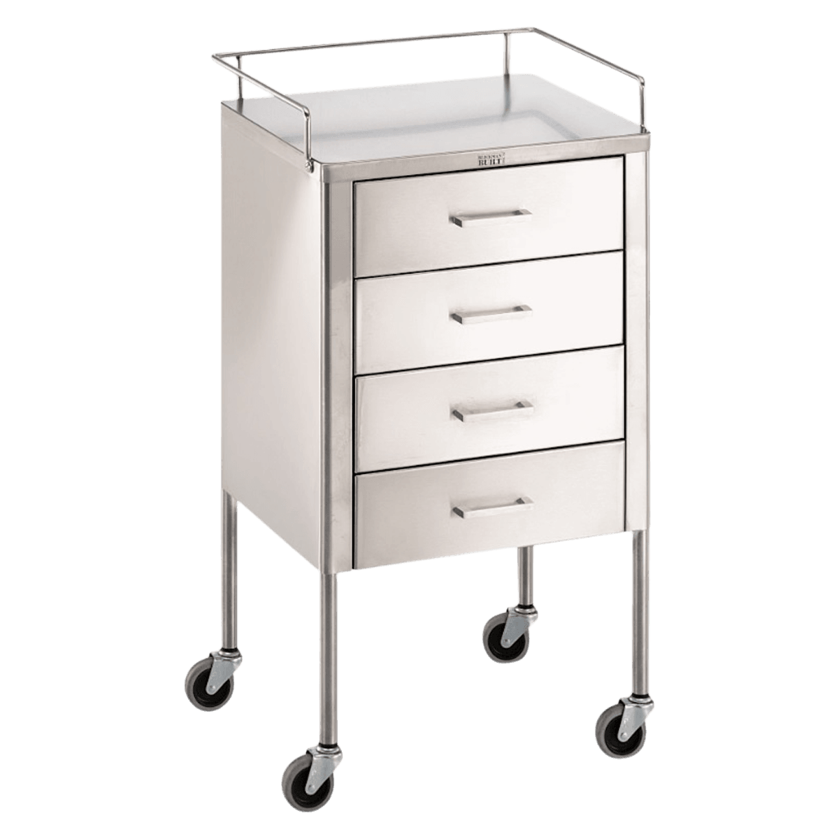 Blickman Galaxy Anesthesia/Utility Cart, Stainless Steel, 4 Drawers, 20" x 16" x 34", 3" Casters