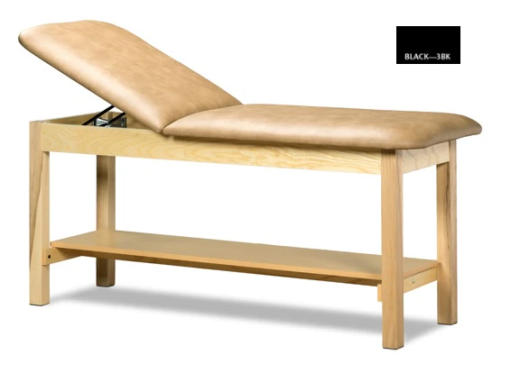 Clinton Industries Treatment Table with Shelving, Natural Finish, 400 lb Capacity, Model 3BK-009