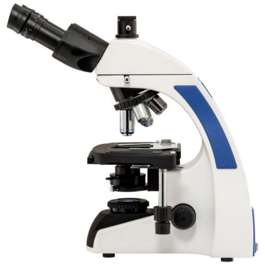 LW Scientific Innovation Trinocular Biological Microscope, 5 Objectives, Double Layer Mechanical Stage, Iris Diaphragm