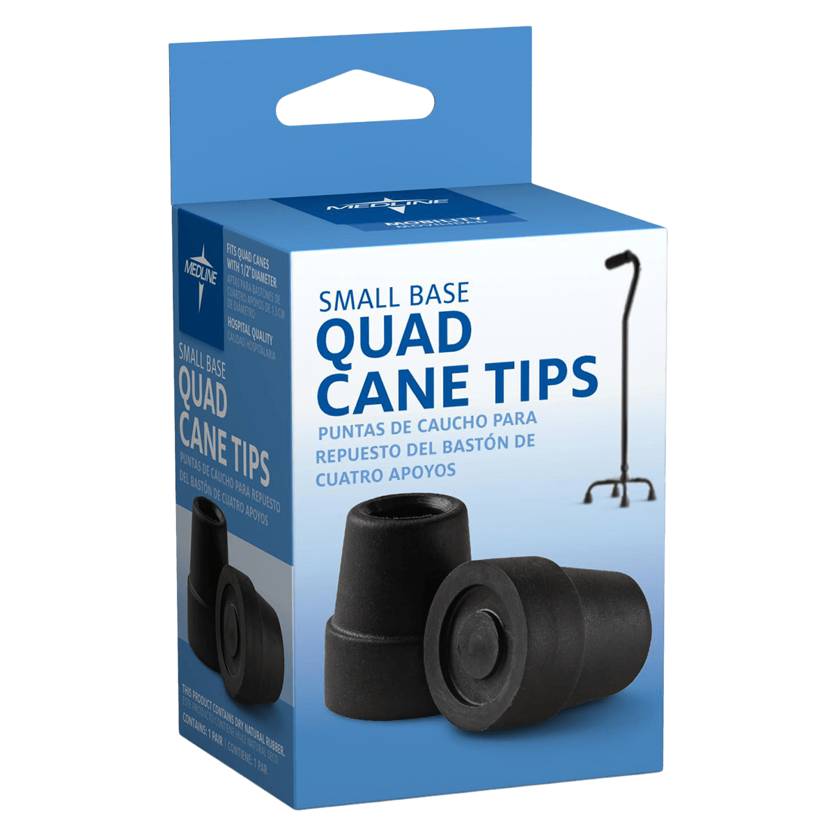 Medline Quad Cane Replacement Tip, Small Base, 0.5"
