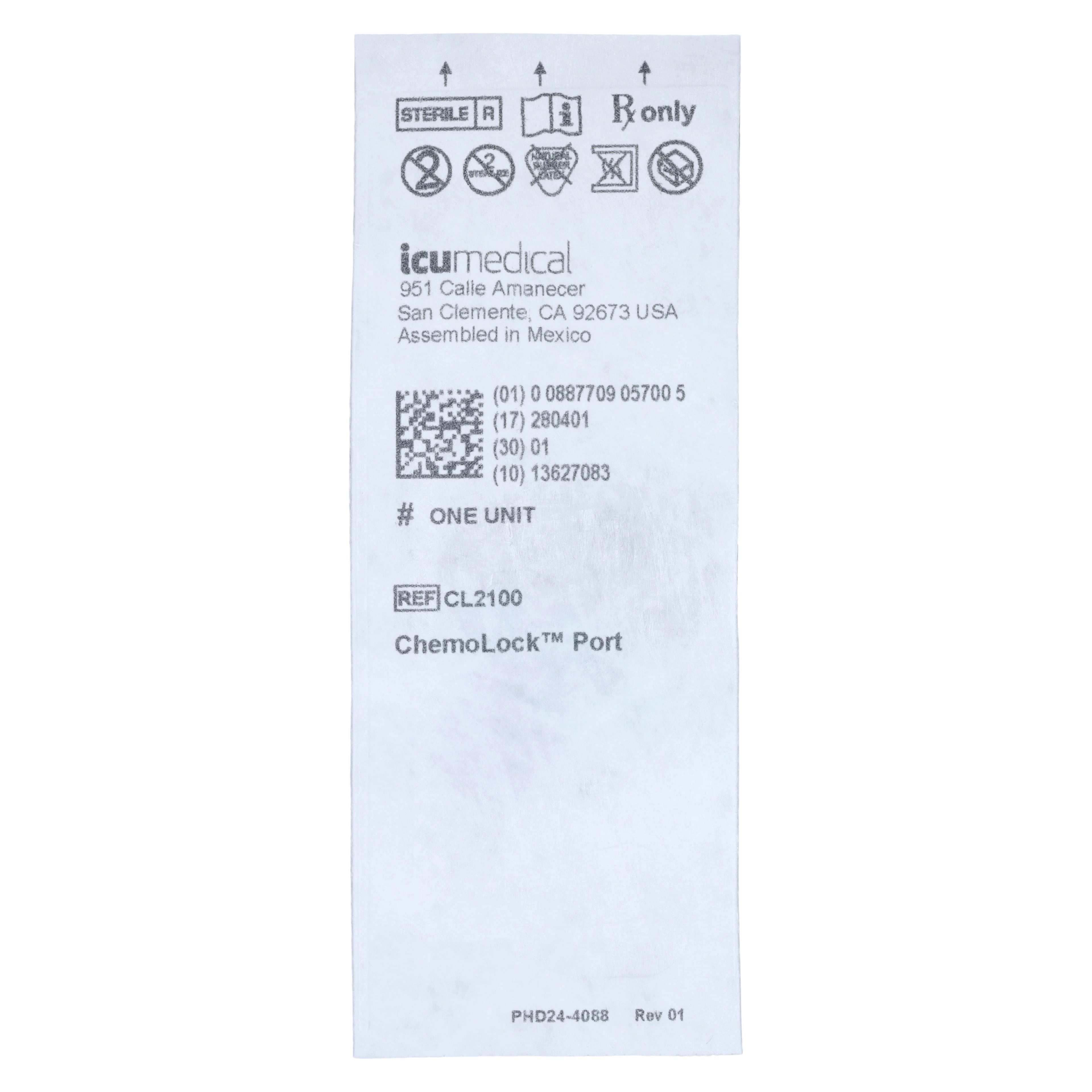 ICU Medical ChemoLock Closed Transfer System Port for Patient IV Line, 50/Case
