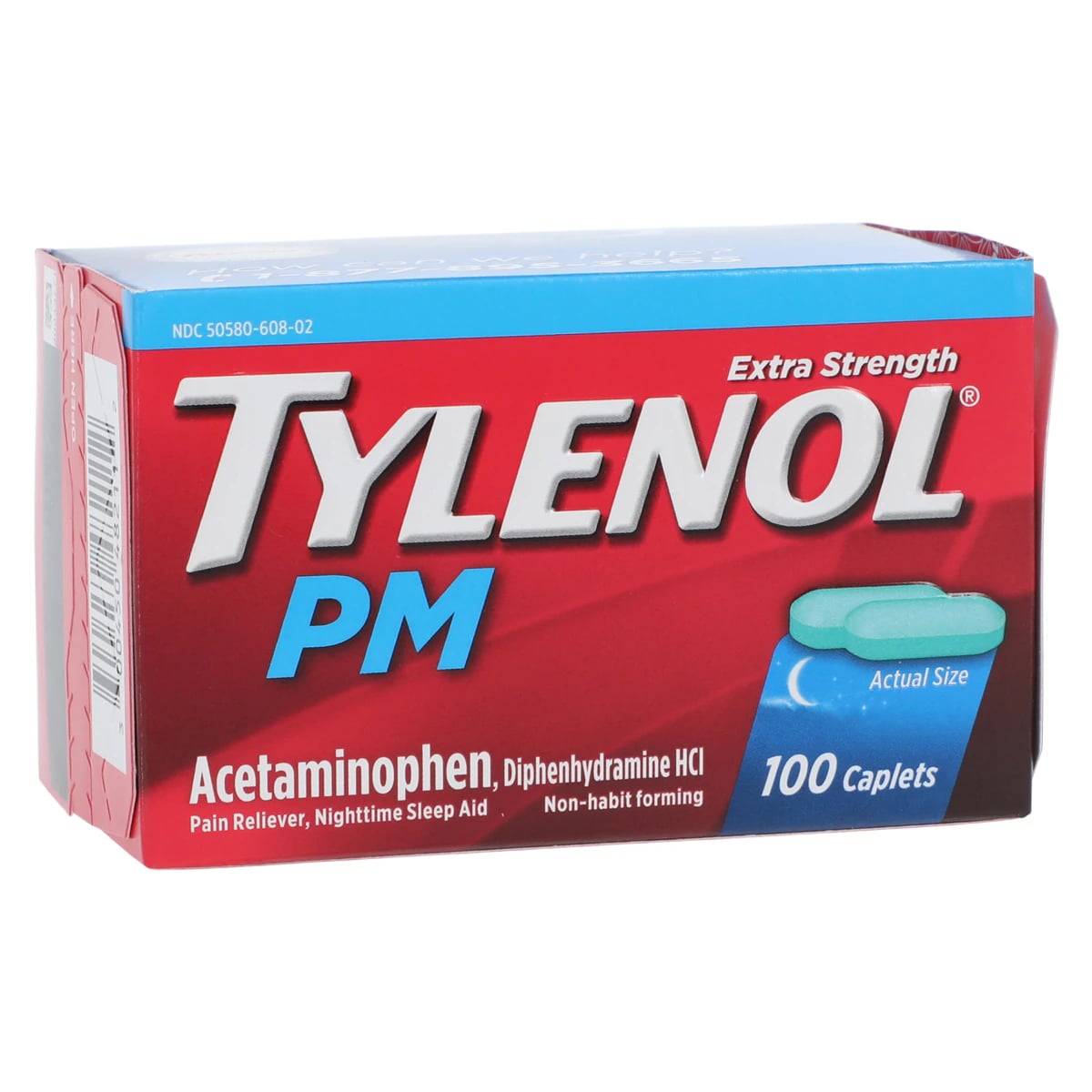 Tylenol PM Extra Strength Pain Reliever/Fever Reducer Caplets, 500mg Acetaminophen/25mg Diphenhydramine HCl, 100 Count Bottle