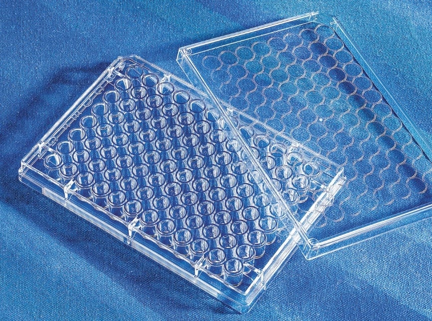 Corning Lifesciences EIA/RIA Microplate, Polystyrene, 96-Well, Flat Bottom, 200 µL, Clear, Non-Sterile, Untreated, No Lid, 100/Case