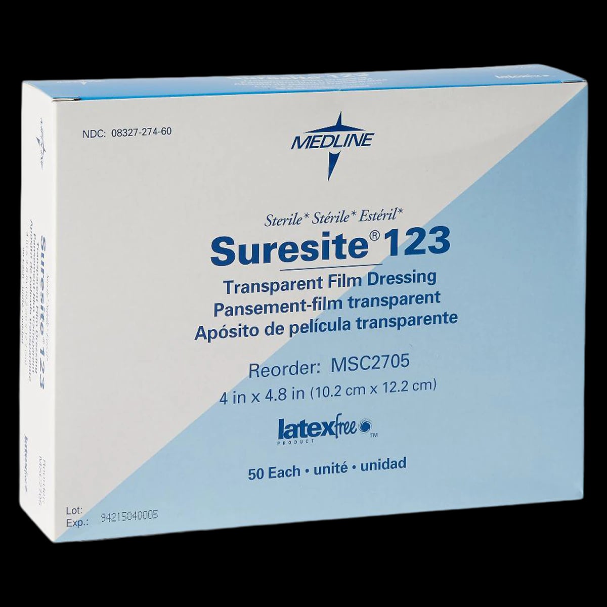 Suresite 123 Film Transparent Dressing, 4" x 4.8", Sterile
