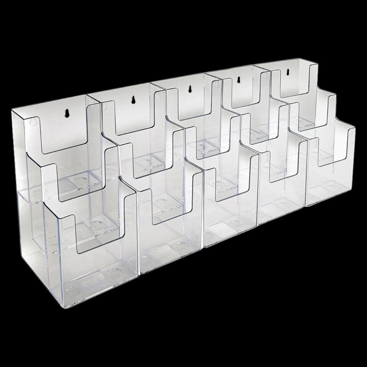 Azar Displays 3-Tier 15-Pocket Acrylic Trifold Brochure Counter Display, Clear