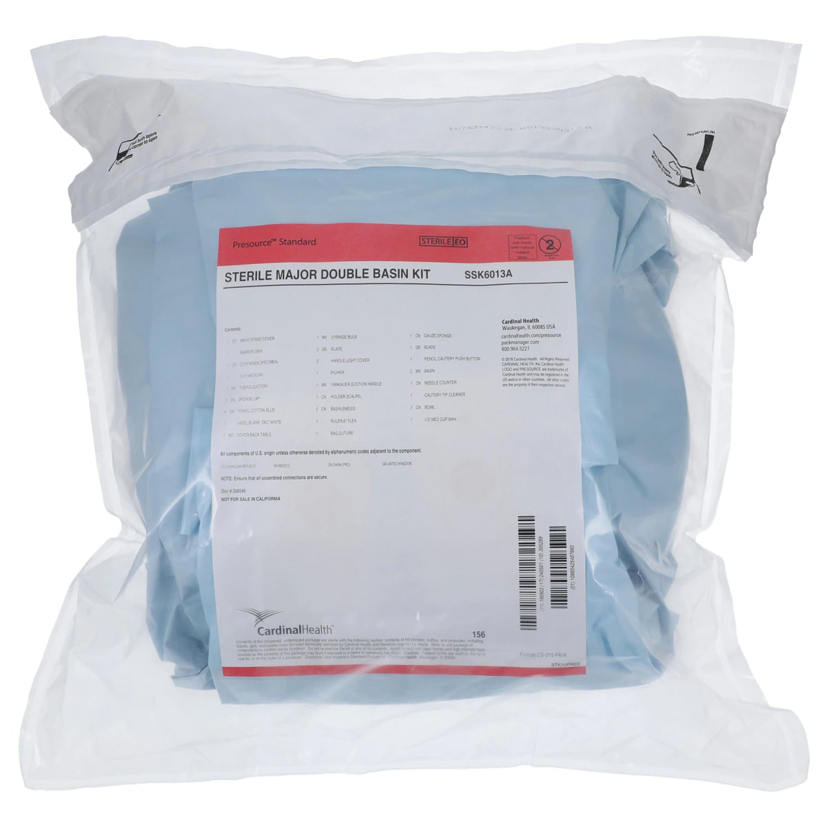Cardinal Health Major Double Basin Kit, Latex-Free