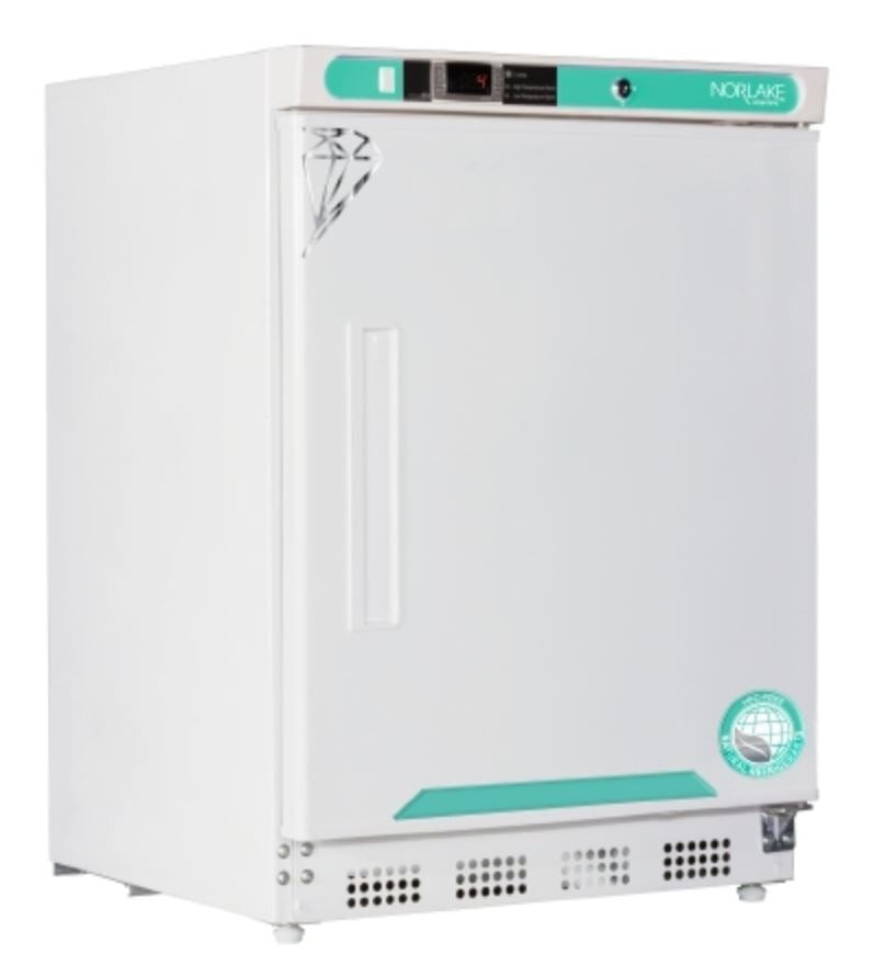 Corepoint Scientific White Diamond Undercounter Refrigerator, 4.6 Cu Ft, Solid Door, Right Hinge, 1-10°C, Cycle Defrost