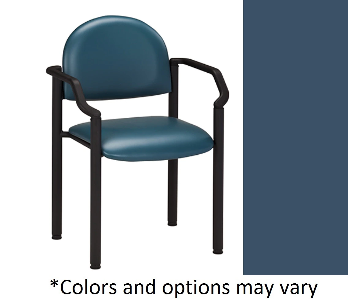 Clinton Industries Chair Side Black Frame w/Arms, Royal Blue Upholstered, 300 lb Capacity