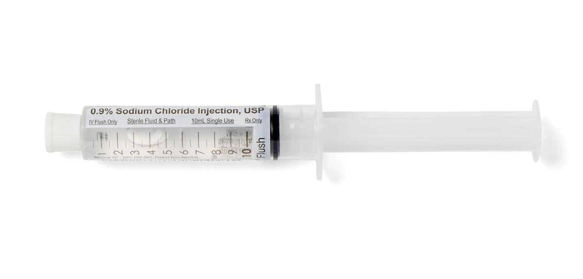 Medline Saline IV Flush Solution 0.9% Prefilled Syringe, 10mL, 100/Box