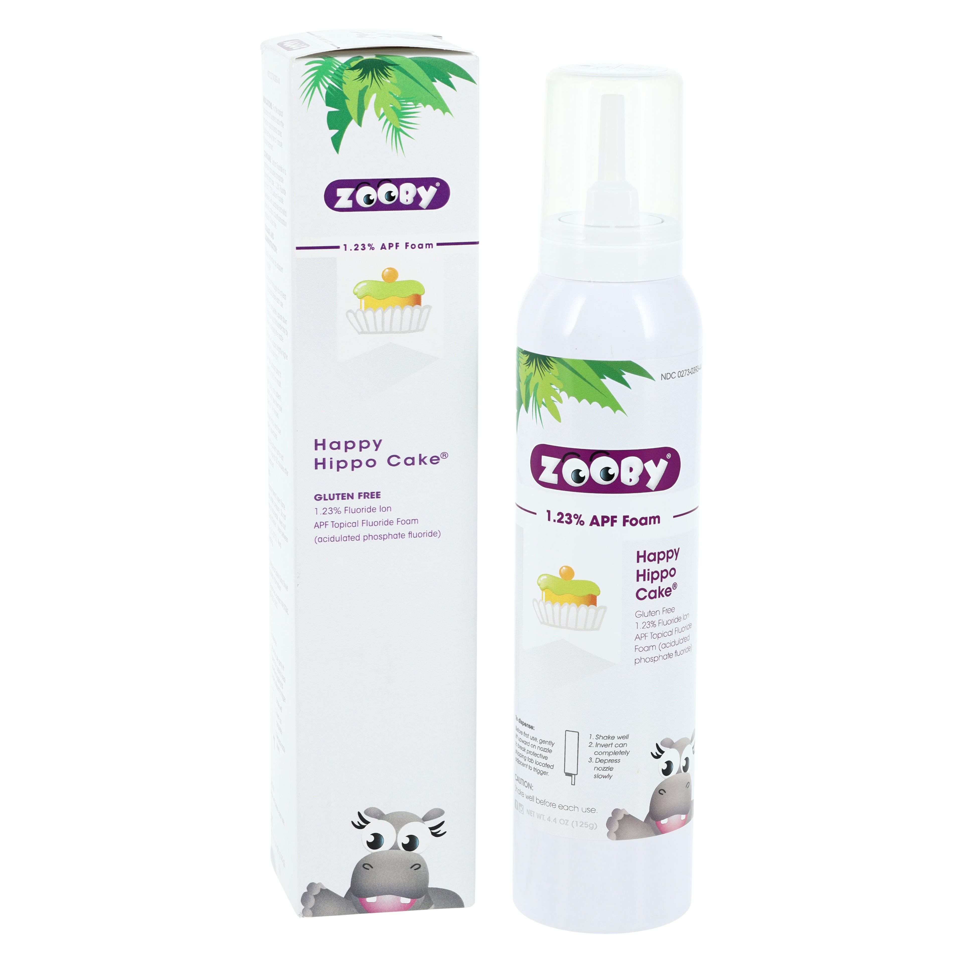 Zooby 1.23% APF Fluoride Foam, Happy Hippo Cake Flavor, 4.4 oz Can, 1/Pk, 613001