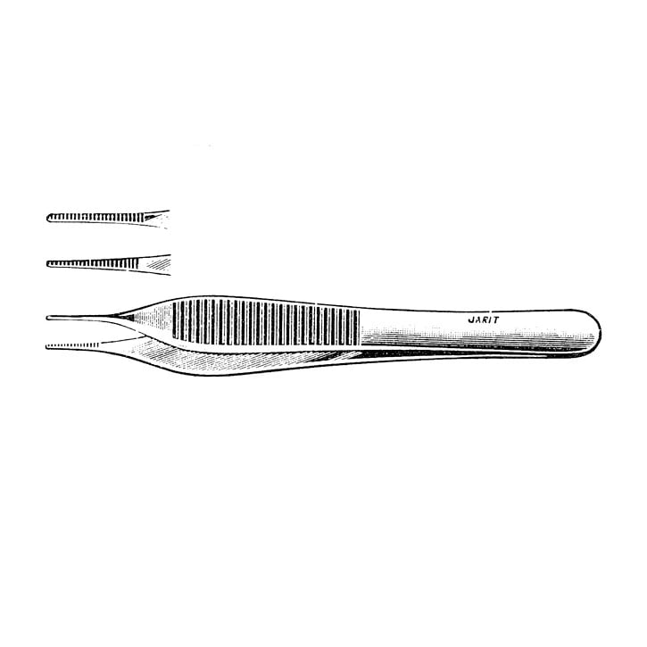 Jarit Adson Serrated Forceps, Mirror Finish, 4-3/4"