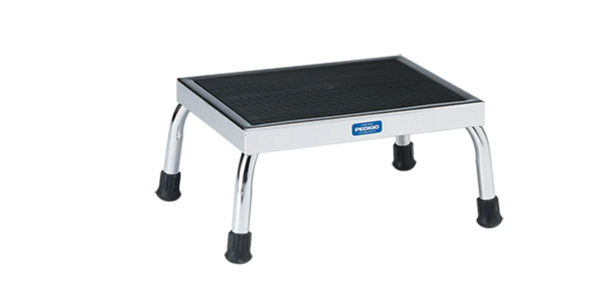 Pedigo Chrome 4-Leg Footstool with Grey Rubber Tips