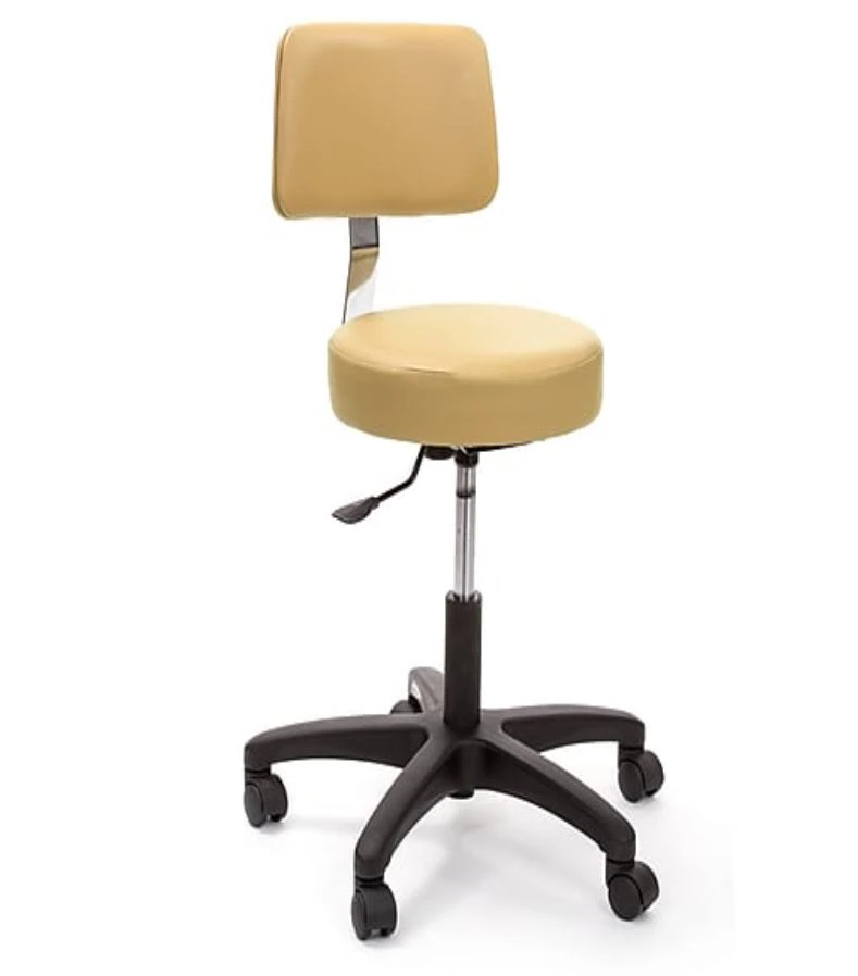 Brandt Industries Econobuoy Exam Stool with Backrest and Foot Ring, Saddle Tan