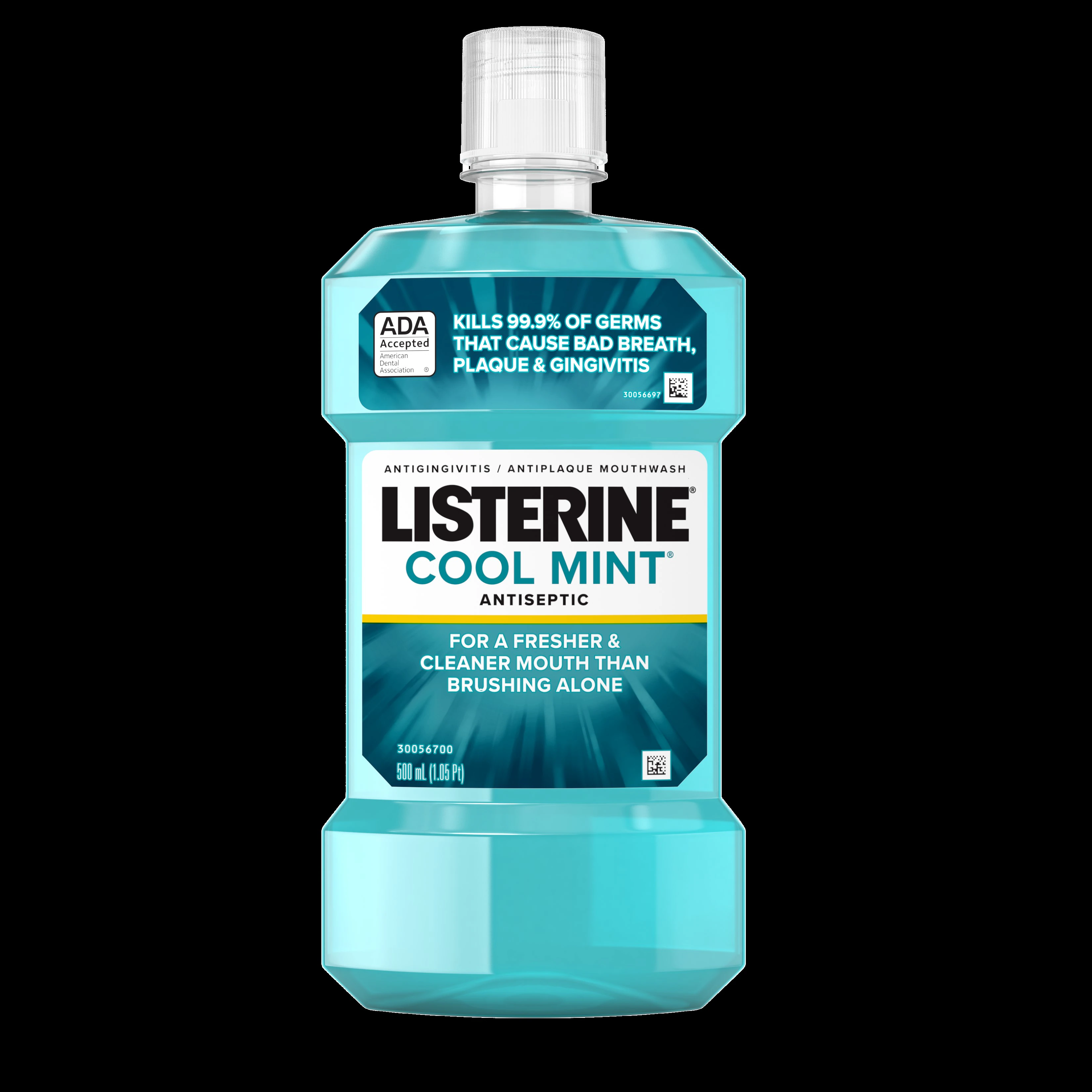 Listerine Cool Mint Mouthwash, Antiseptic, Fluoride Free, 500 mL (16.9 oz)