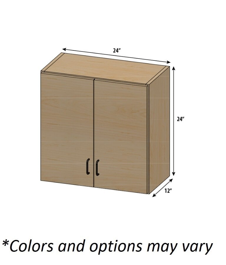 Stor-Edge Wall Cabinet, 2 Doors, 12"D, Oak Wood Finish