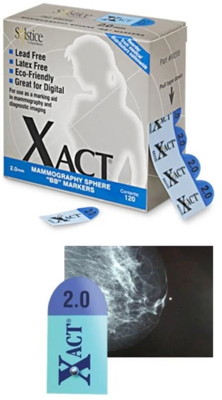 Solstice Xact BB Skin Marker for Mammography/X-Ray, 2.0mm, 120/Box