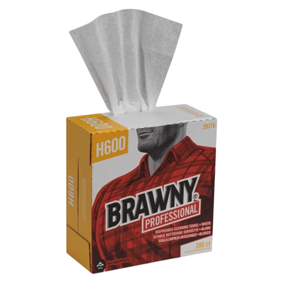 Brawny Cleaning Towel, Disposable Hydro-Entangled Fibers, 9.1 in x 12.5 in, White, 10/Case
