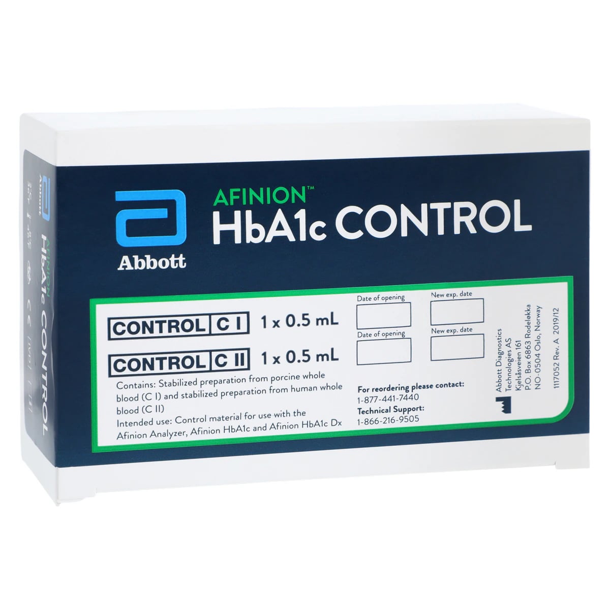 Abbott Afinion HbA1c High/Low Controls, 2 x 0.5 mL, CI/CII