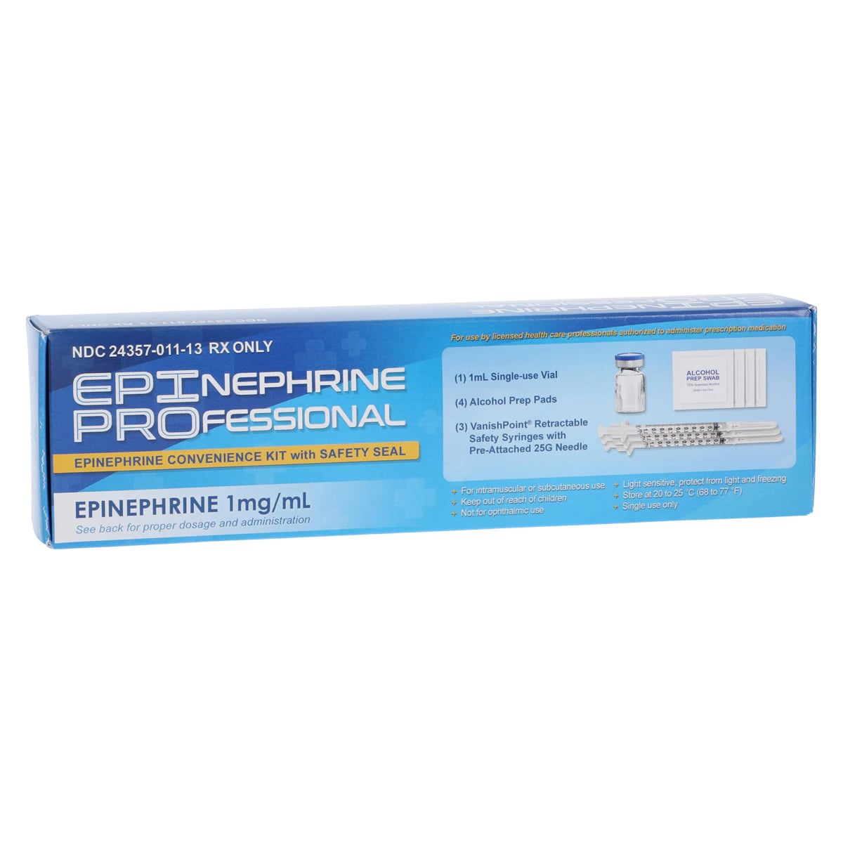 EpiPro Convenience Kit SDV 1mg/mL 1:1000, Epinephrine Injection Kit with Safety Seal, 1 Kit
