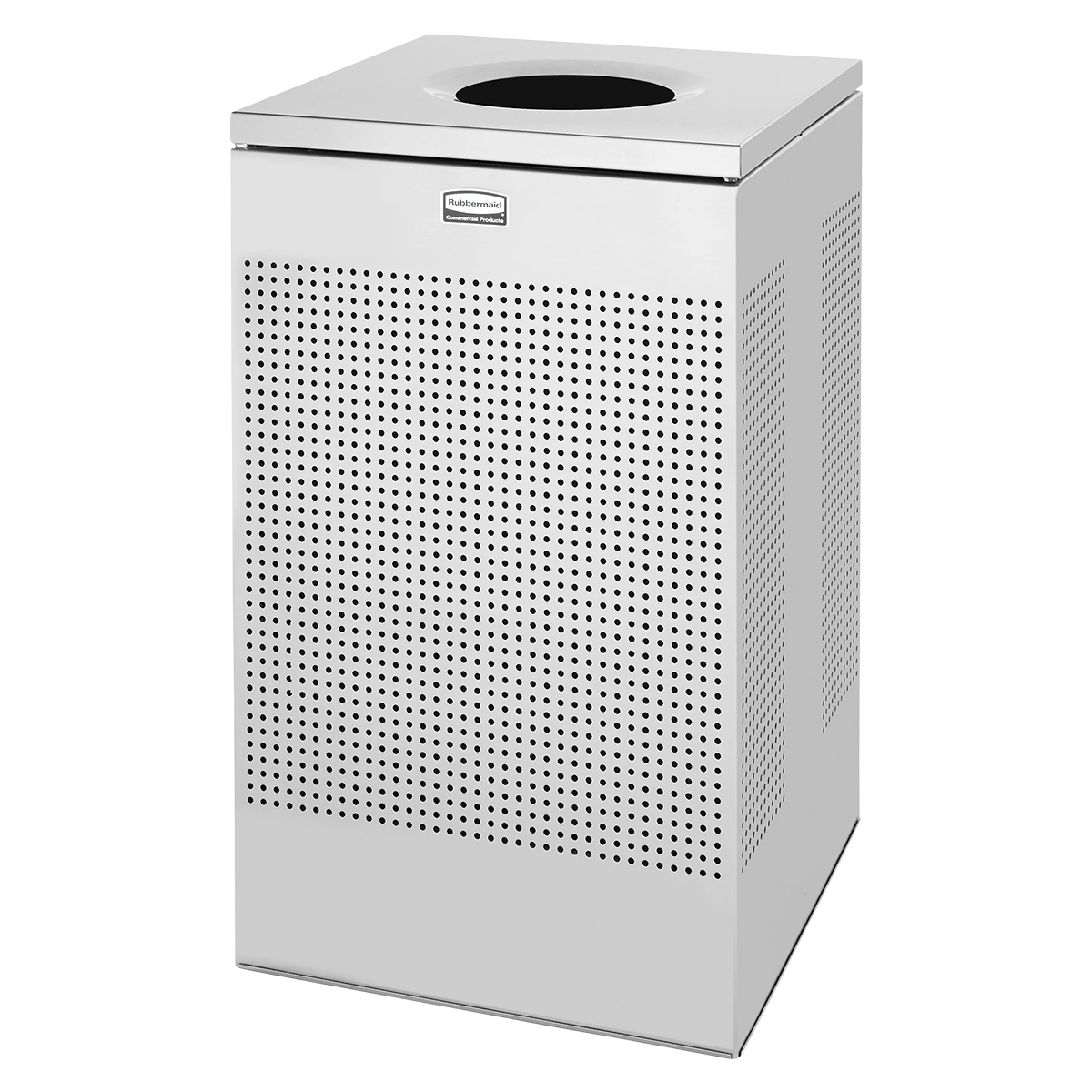 Rubbermaid Stainless Steel Square Trash Receptacle, 20 Gallon, Silver