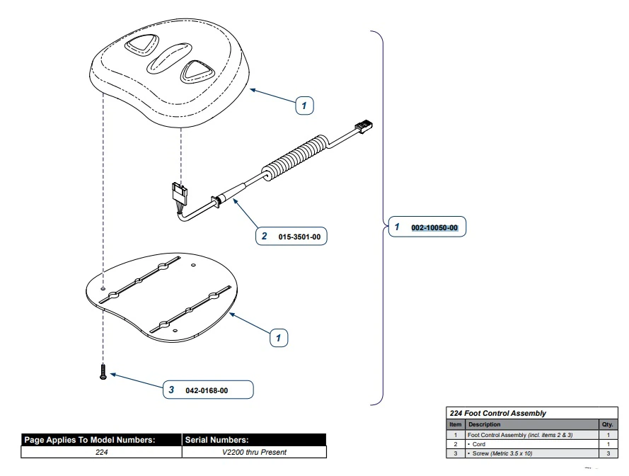Midmark Assembly Foot Control for Table