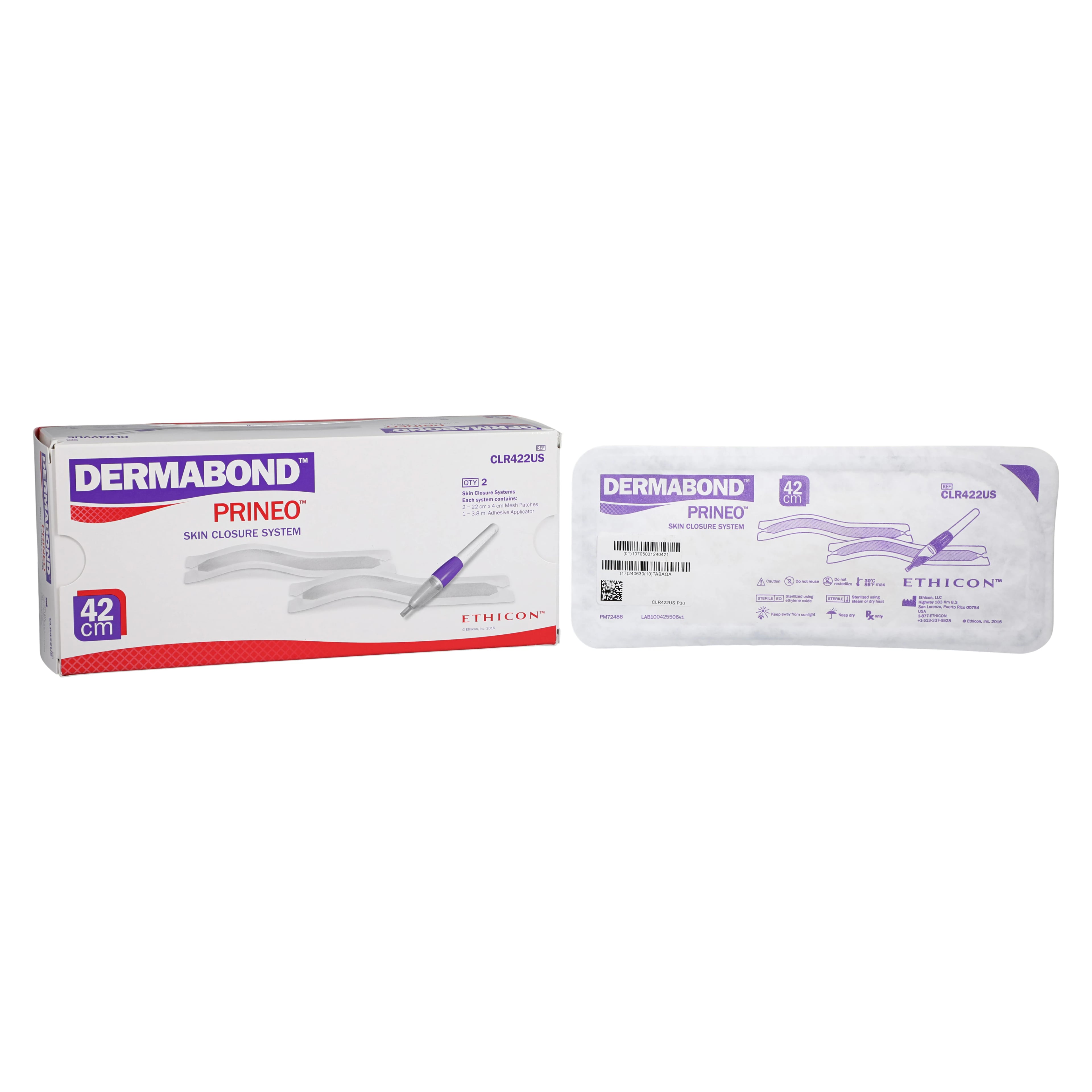 Dermabond Prineo Skin Closure System, 2-Octyl Cyanoacrylate/Mesh, 3.8mL, Violet, 2/Box