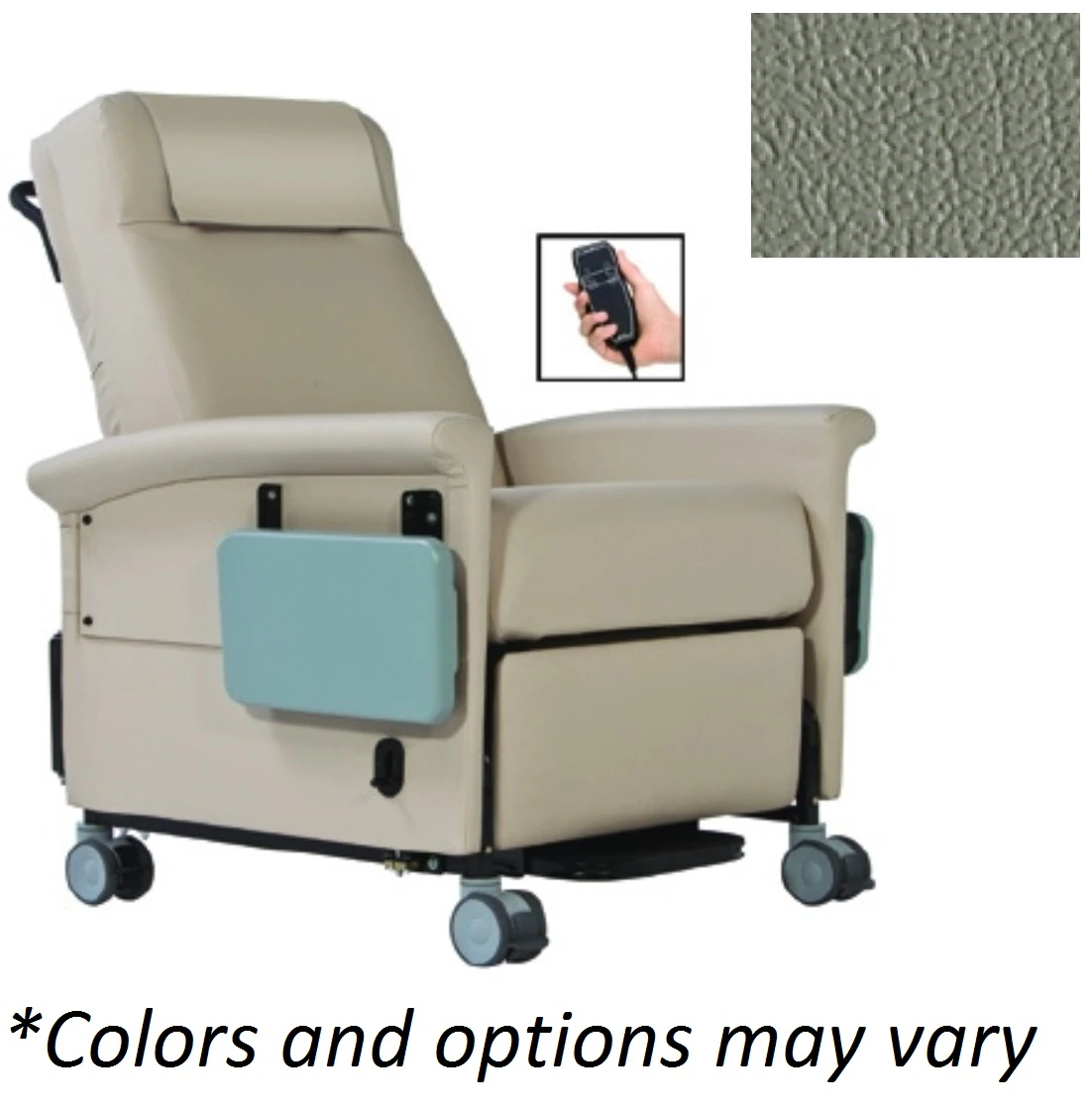 Champion Ascent XL 66 Series Transporter Recliner, Power, Gray, 500 lbs Capacity, with 2-Sided Table