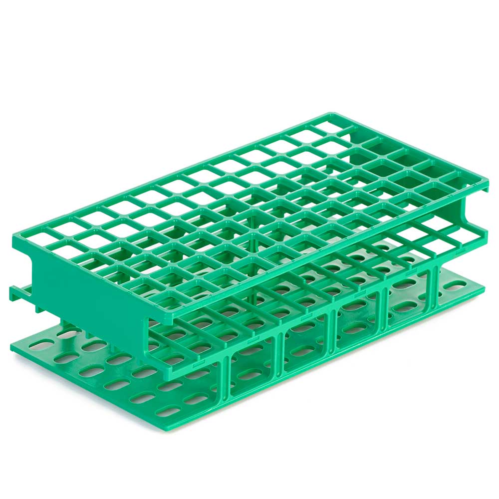 Globe Scientific Wireless Tube Rack, Nylon, 13mm, Full Size, 72-Place, Green, with RFID for CapTrack CT1/CT2
