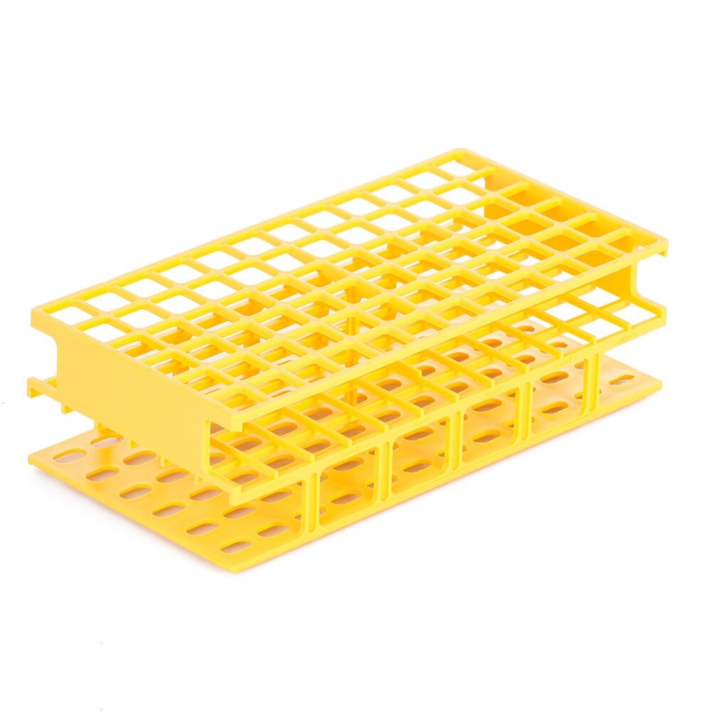 Globe Scientific Wireless Tube Rack, Nylon, 13mm, Full Size, 72-Place, Yellow, with RFID for CapTrack CT1/CT2