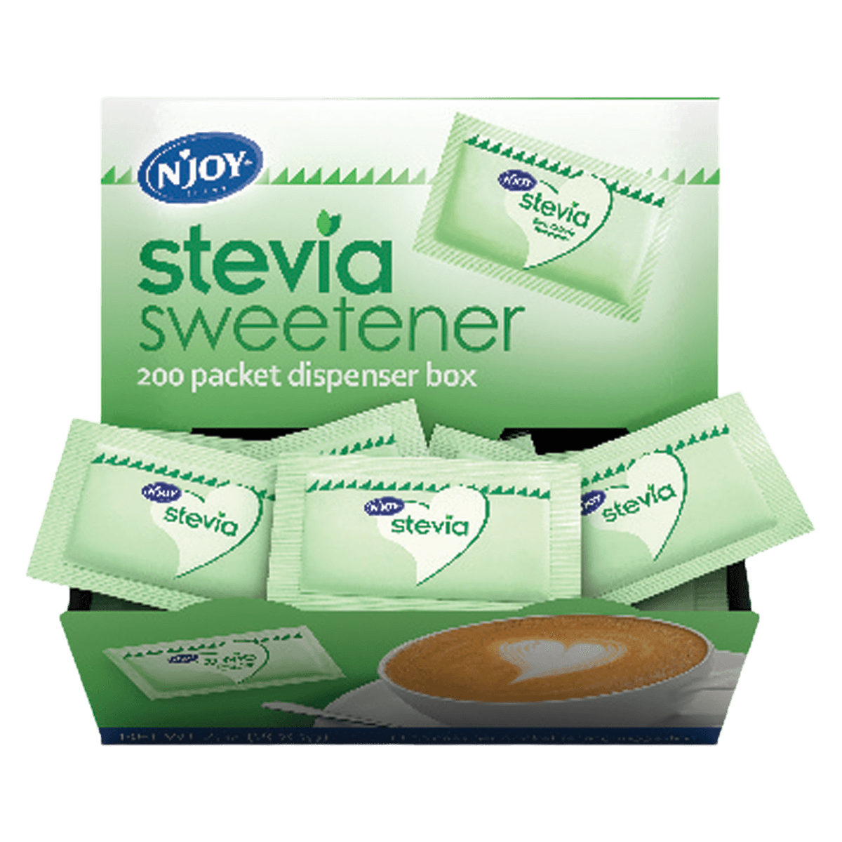 N'Joy Green Stevia Sweetener Packets with Dispenser, 200/Box