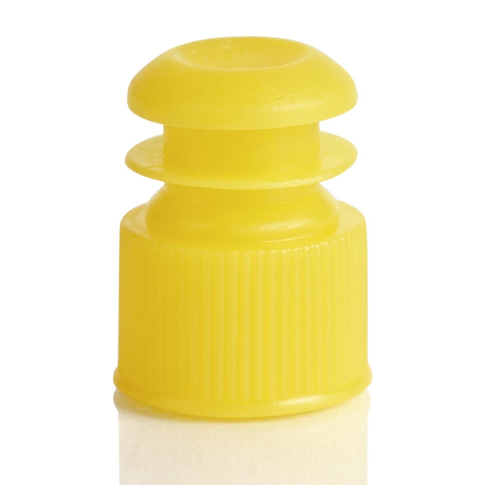 Globe Scientific Flange Plug Cap for CapTrack CT2/CR1, Yellow, 13mm, 1000/Bag