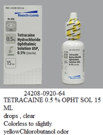 Tetracaine Ophthalmic Solution, 0.5%, 15mL Bottle, Bausch & Lomb