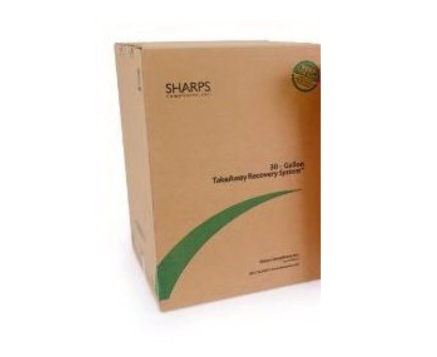 Sharps Compliance TakeAway Replacement Box, 30 gal, 22 x 22 x 30.75 in, Cardboard, Each
