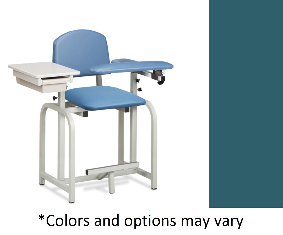 Clinton Industries Lab X Series Blood Draw Chair, X-Tall, Padded, Slate Blue, Powder-Coated Steel Frame, 400 lb Capacity