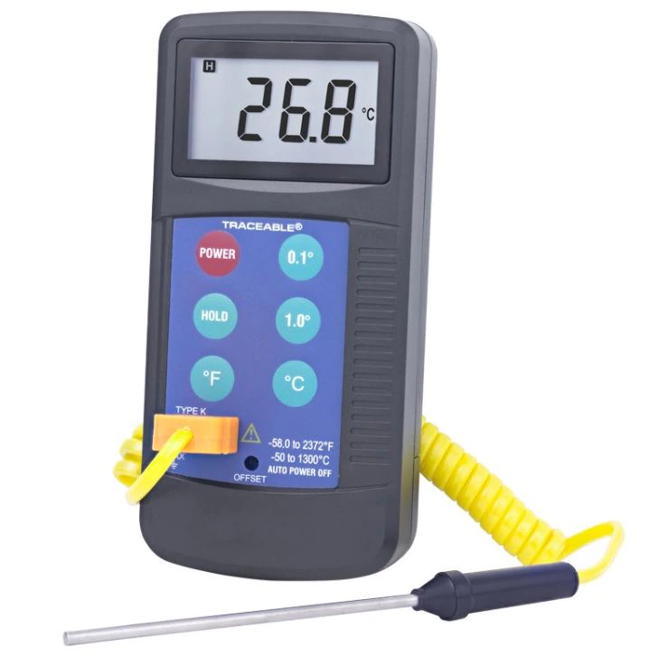 Cole-Parmer Traceable Workhorse Type K Thermometer, -50 to 1300°C, 30" Cable Probe, LCD Display, NIST Compliant