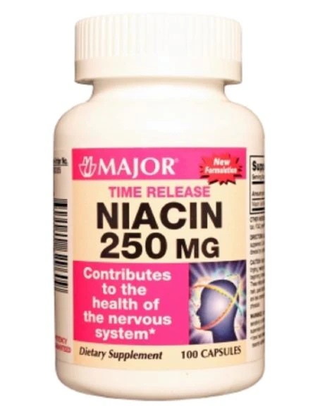 Niacin TR Capsules, 250 mg, 100/Bottle (Major Pharmaceuticals)