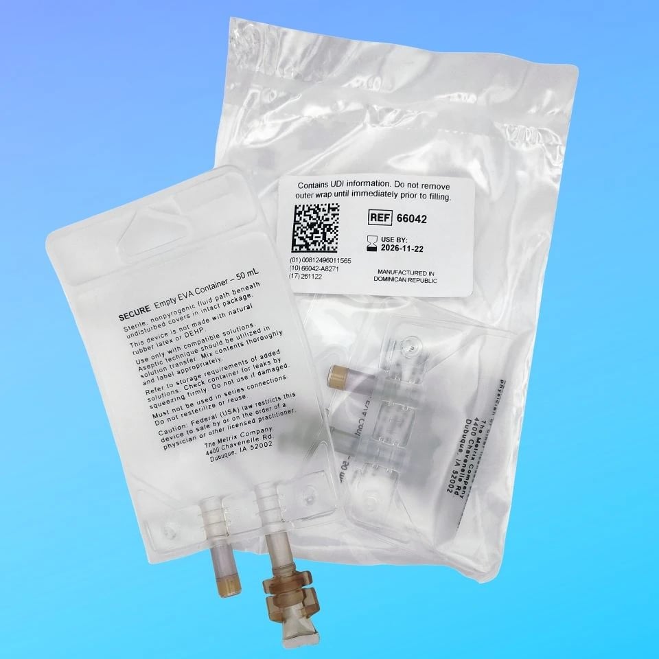 Secure Port Infusion Bag, 500 mL, PVC Tubing, Latex-Free, 50/Case