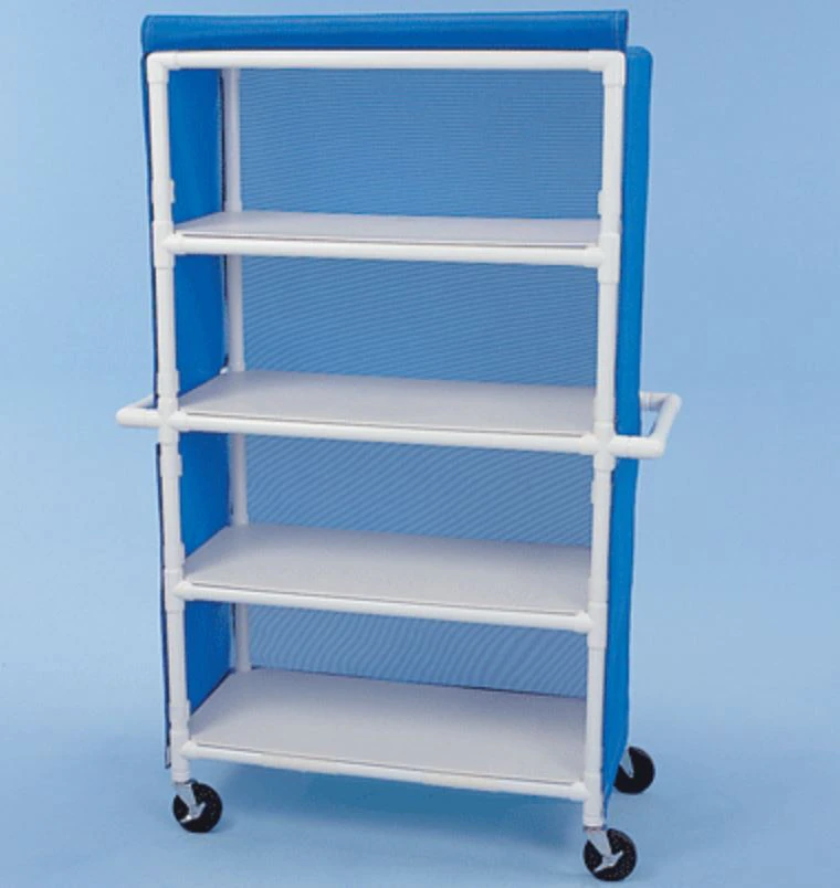 Healthline Medical Linen Cart, PVC, 4 Shelves, 42x20"