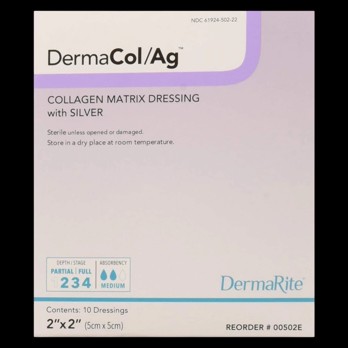 DermaCol/Ag Collagen Matrix Dressing, 2" x 2", Sterile, Square